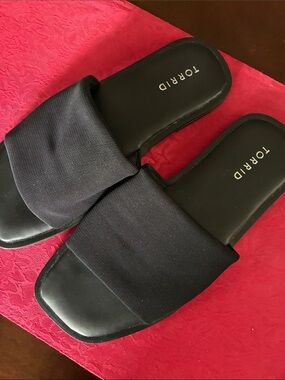 torrid Black Wide Strap Slide Sandals